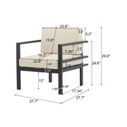 27.7" Modern Outdoor Lounge Chair with Aluminum Frame & Weather-Resistant Cushions – Sleek Patio Design