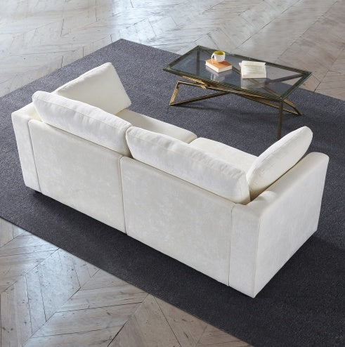Modular White Chenille Sofa – Soft Seat & Back, Simple & Grand Design, Knock-Down Easy Assembly