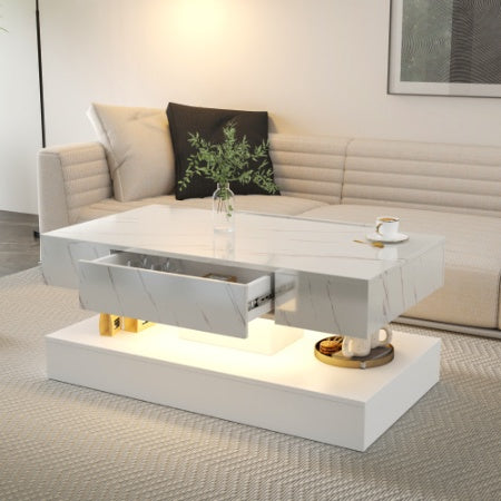 6.93IN High LED Coffee Table – Modern Living Room Center Table with LED Lights