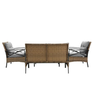 4-Piece Patio Sectional Sofa Set – KD Rattan Wicker Outdoor Garden Furniture