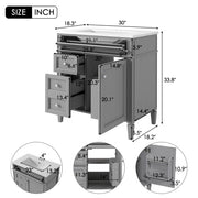 30'' Bathroom Vanity with Top Sink – Modern Cabinet with 2 Drawers, Tip-Out Drawer & Mirror