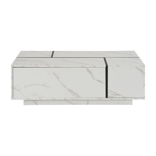 Rectangular Sliding Top Coffee Table with 2 Drawers & Hidden Storage – 47.2" Living Room Design
