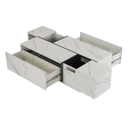 Rectangular Sliding Top Coffee Table with 2 Drawers & Hidden Storage – 47.2" Living Room Design