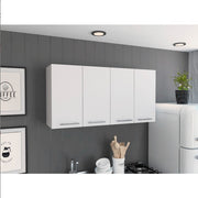 Stockton White 4-Door Wall Cabinet – Sleek Rectangle Storage for Any Room