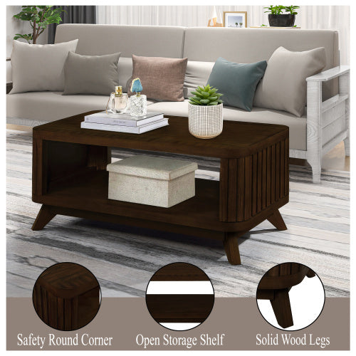 Rectangular Wooden Coffee Table – Simple & Durable Living Room Design