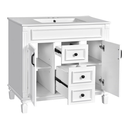 36'' Bathroom Vanity with Top Sink – Modern Storage Cabinet with 2 Soft-Closing Doors & 2 Drawers