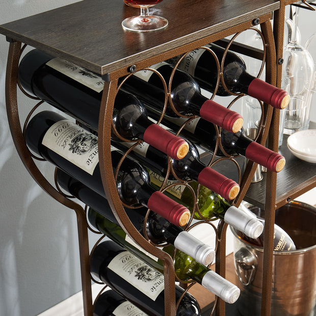 5-Tier Freestanding Wine Rack with Glass Holder & Storage Shelves