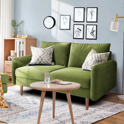 56.3-Inch Velvet Round Arm Apartment Double Sofa – Stylish & Comfortable Seating