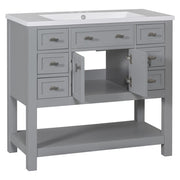 36'' Bathroom Vanity with Top Sink – Modern Cabinet with 2 Soft-Closing Doors & 6 Drawers
