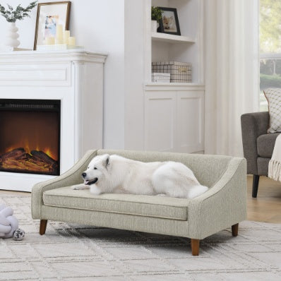 Durable Elevated Dog Sofa Bed with Modern Irregular Armrest – Soft & Comfortable Pet Sofa