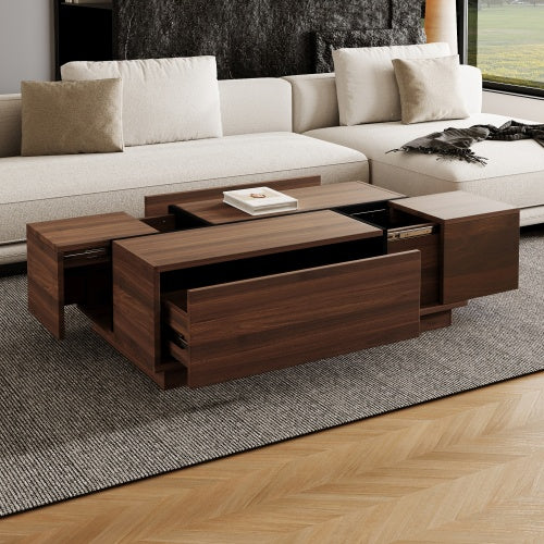 Rectangular Sliding Top Coffee Table with 2 Drawers & Hidden Storage – 47.2" Living Room Design
