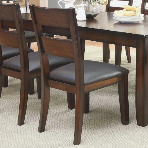 Dark Cherry Solid Wood Dining Chairs – Set of 2, Transitional Style with Padded Leatherette Seats