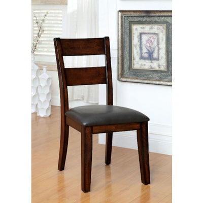 Dark Cherry Solid Wood Dining Chairs – Set of 2, Transitional Style with Padded Leatherette Seats