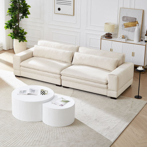 Medieval Modern Fabric Sofa – Beige Sofa for Living Room, Bedroom, Apartment & Home Office