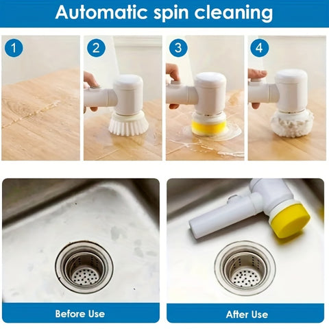 1pc Electric Spin Cleaning Brush,USB Rechargeable Handheld Kitch Cleaner Coldless Rotary Brush, Power Brush Bathroom Rechargeable Brush, Automatic Rotary Power Cleaning Brush For Cleaning