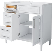 36'' Bathroom Vanity with Top Resin Sink – Freestanding Bathroom Storage Cabinet with 2 Drawers, Tip-Out Drawer, Solid Wood Frame & Height-Adjustable Shelf