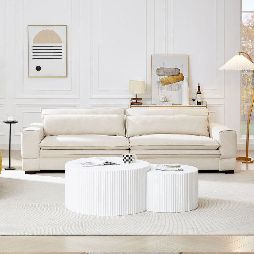 Medieval Modern Fabric Sofa – Beige Sofa for Living Room, Bedroom, Apartment & Home Office
