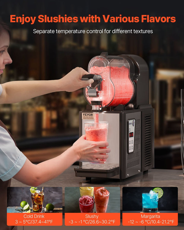 Commercial 3L Slushy Machine – Single Bowl 330W Slush Drink Maker with Temperature Preservation, Stainless Steel