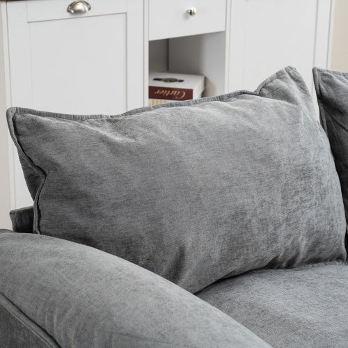 Convertible U-Shaped Combination Sofa with Footstools & Storage – Gray 2-Seater Sofa for Living Room, Bedroom, Office & Small Spaces