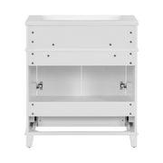 30'' Bathroom Vanity with Resin Sink – White Retro Style Cabinet with Soft-Closing Doors & Solid Wood Frame