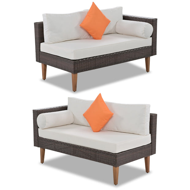 4-Piece Outdoor Wicker Sofa Set – L-Shape Patio Furniture with Colorful Pillows