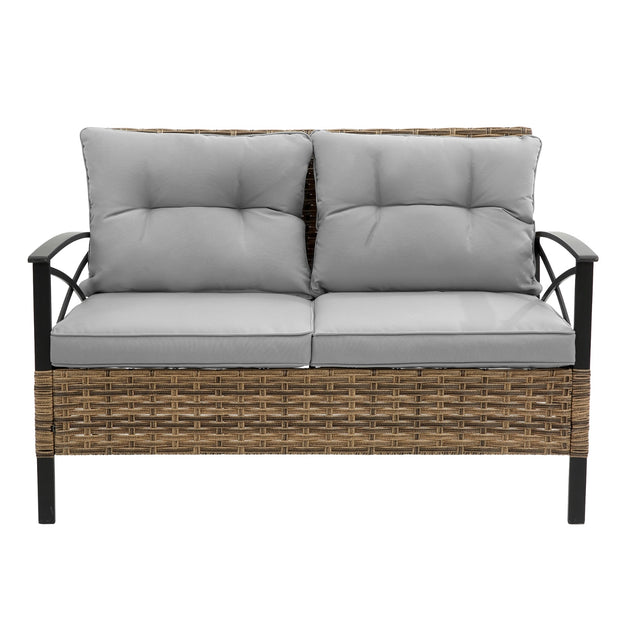4-Piece Patio Sectional Sofa Set – KD Rattan Wicker Outdoor Garden Furniture