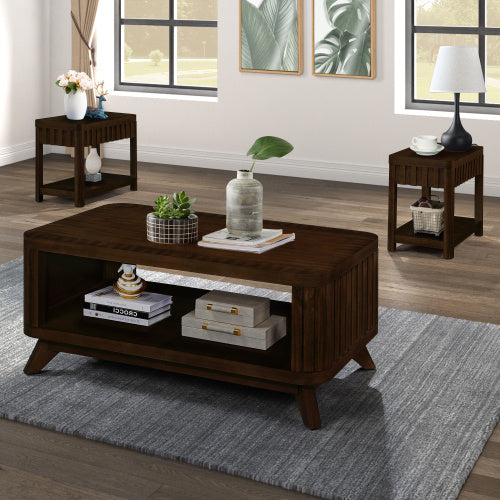 Rectangular Wooden Coffee Table – Simple & Durable Living Room Design