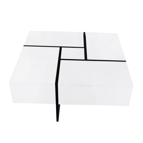 Unique Design Coffee Table with 4 Hidden Storage Compartments – Stylish & Functional