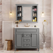 36'' Royal Blue Bathroom Vanity with Top Sink – Modern Storage Cabinet with Matching Mirror, 2 Soft-Closing Doors, 2 Drawers & Single Sink Design for Stylish Bathrooms