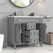 36'' Modern Bathroom Vanity with Top Sink – Freestanding Storage Cabinet with 2 Soft-Closing Doors, 2 Drawers & Single Sink Design for Stylish Bathrooms