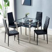 4pcs High Backrest PU Leather Dining Chairs – Modern & Comfortable Seating