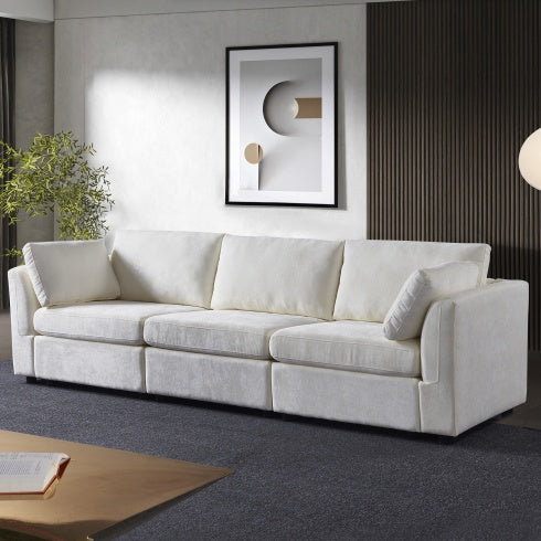 Modular Grey Chenille Sofa – Soft Seat & Back, Simple & Grand Design, Knock-Down Easy Assembly