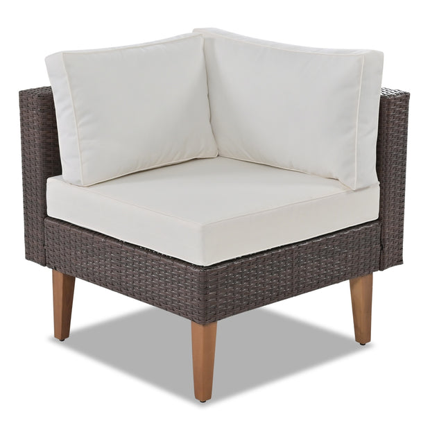 4-Piece Outdoor Wicker Sofa Set – L-Shape Patio Furniture with Colorful Pillows