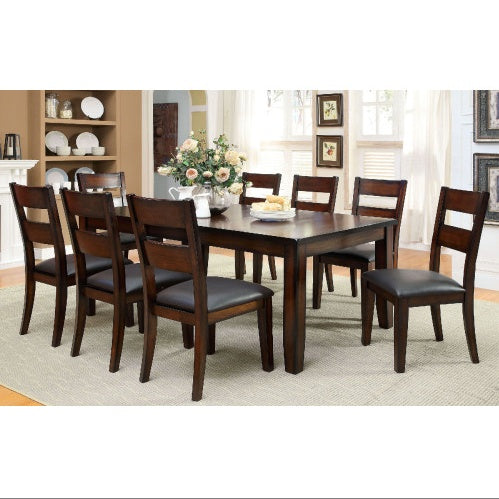 Dark Cherry Solid Wood Dining Chairs – Set of 2, Transitional Style with Padded Leatherette Seats