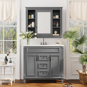 36'' Royal Blue Bathroom Vanity with Top Sink – Modern Storage Cabinet with Matching Mirror, 2 Soft-Closing Doors, 2 Drawers & Single Sink Design for Stylish Bathrooms