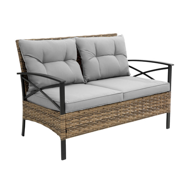 4-Piece Patio Sectional Sofa Set – KD Rattan Wicker Outdoor Garden Furniture
