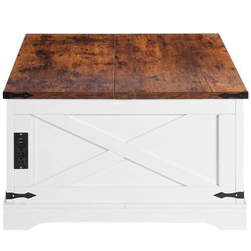 Vintage White Multi-Functional Lifting Coffee Table – Modern 90cm Design for Living & Dining