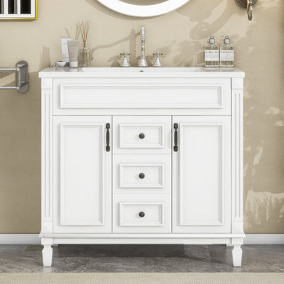 36'' Bathroom Vanity with Top Sink – Modern Storage Cabinet with 2 Soft-Closing Doors & 2 Drawers