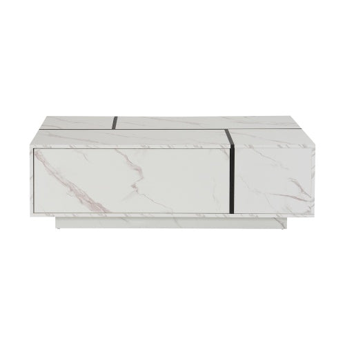 Rectangular Sliding Top Coffee Table with 2 Drawers & Hidden Storage – 47.2" Living Room Design