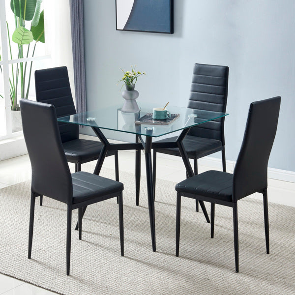 4pcs High Backrest PU Leather Dining Chairs – Modern & Comfortable Seating