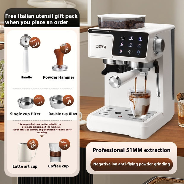 Double Extraction Espresso Coffee Machine – Household Steam Milk Frother for Barista-Style Drinks