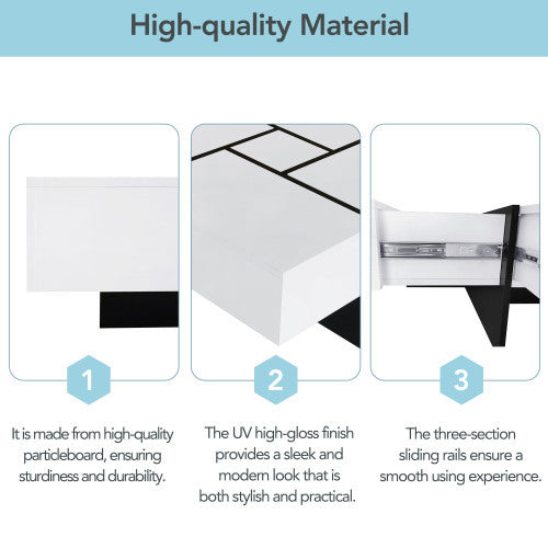 Unique Design Coffee Table with 4 Hidden Storage Compartments – Stylish & Functional