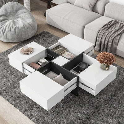 Unique Design Coffee Table with 4 Hidden Storage Compartments – Stylish & Functional