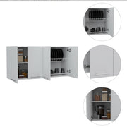 Stockton White 4-Door Wall Cabinet – Sleek Rectangle Storage for Any Room