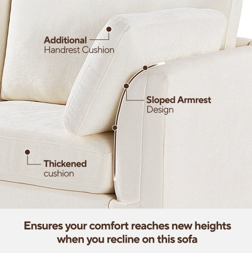 Modular White Chenille Sofa – Soft Seat & Back, Simple & Grand Design, Knock-Down Easy Assembly