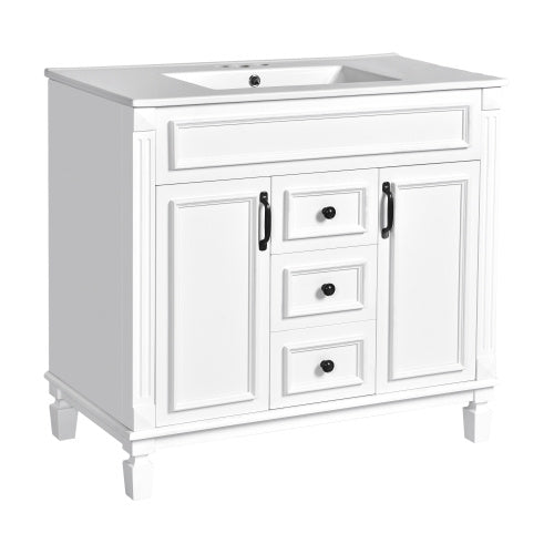 36'' Bathroom Vanity with Top Sink – Modern Storage Cabinet with 2 Soft-Closing Doors & 2 Drawers