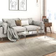32" Clear Acrylic Coffee Table – 0.5" Thick C-Shape Waterfall Design, Multipurpose Lucite End Table for Living Room