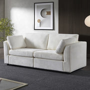 Modular White Chenille Sofa – Soft Seat & Back, Simple & Grand Design, Knock-Down Easy Assembly