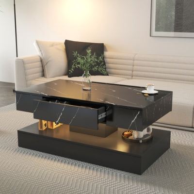 6.93IN High LED Coffee Table – Modern Living Room Center Table with LED Lights