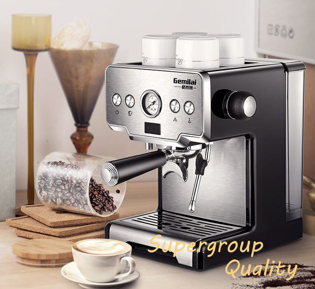 Italian Semi-Automatic Coffee Maker – Compact High-Pressure Machine with Steam Milk Frother